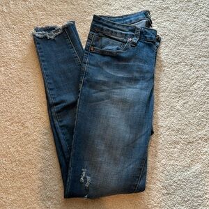 Iris Jeans Distressed Raw Hem Skinny Jeans